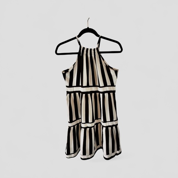 Black and White Striped Halter Dress - Picture 2 of 5